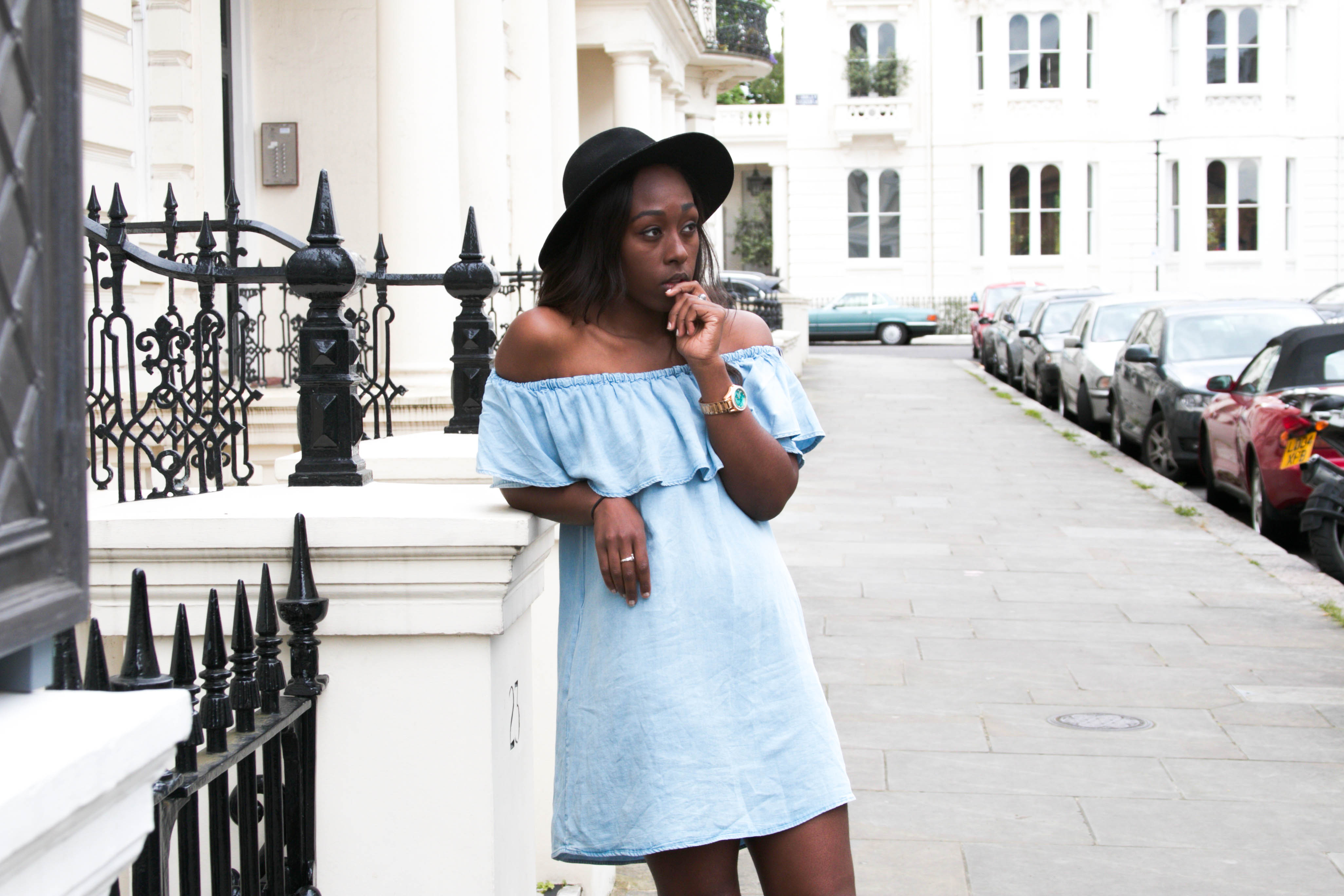 The Hat Logic - All the Blues ft. Zara Denim off the shoulder Dress