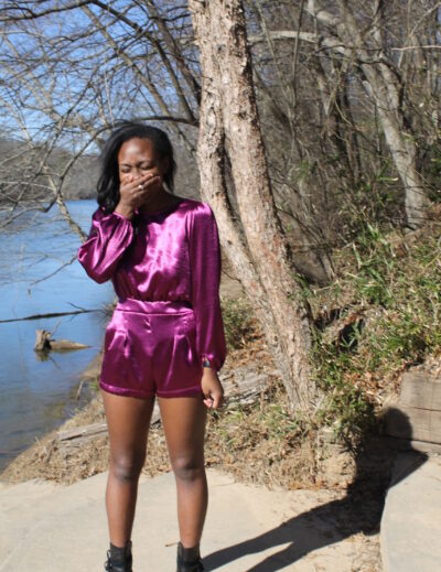 The Style Selections: Motel Raspberry Satin Playsuit