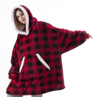 Shamdon Home Collection Oversized Blanket Hoodie with Giant Pocket, Ultra Soft Teddy Sherpa Fleece Hooded Sweatshirt for Women Men Adult Kid