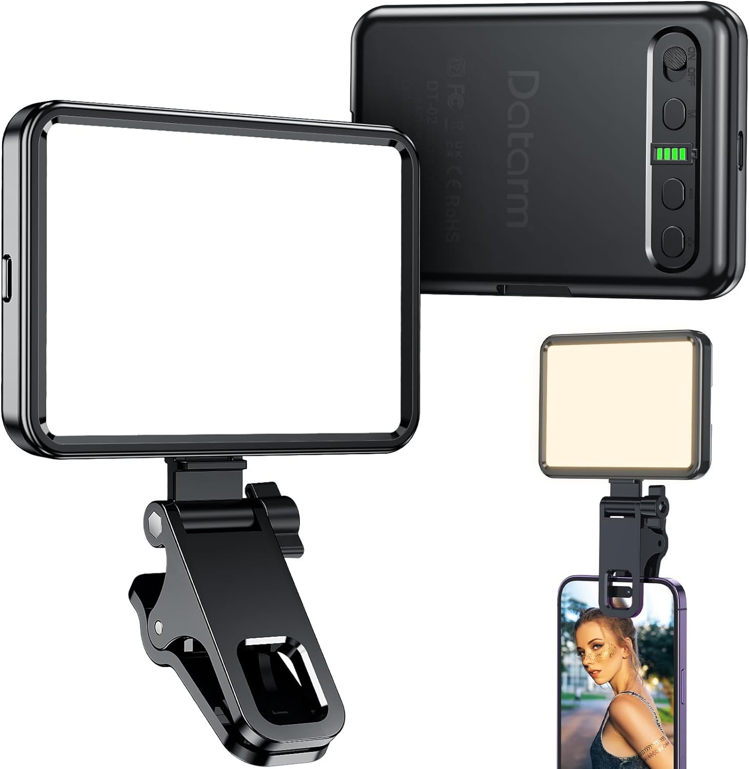 Rechargeable Soft Selfie Light for Phone, Camera, Laptop, 3000mAh Portable LED Light for Pictures, Phone Light Clip for Selfie, Vlog, TikTok, Makeup, Video Conference