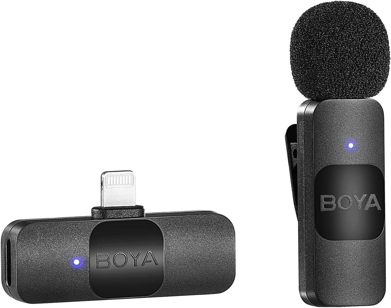 Boya BY-V1 Wireless Lavalier Microphone for iPhone,2.4GHz Plug Play Mnini Clip-On Mic with Noise Cancelling for Vlogging Video Podcast Interview YouTube Recording