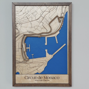 GWDesignsUK F1 Monaco GP Wall Art | Circuit de Monaco | 3D Multi Layered | Laser Engraved Wood Acrylic Water Effect